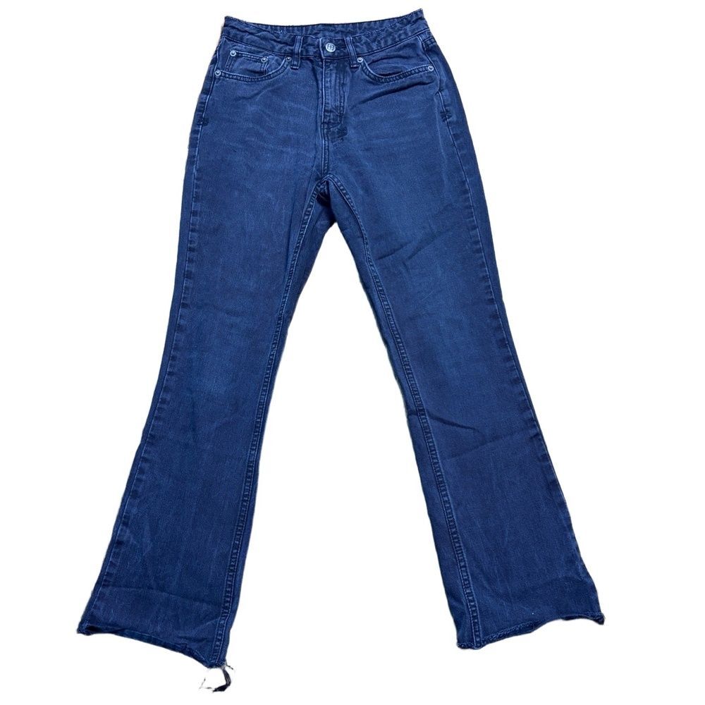 Ksubi Women’s High Rise Black Straight Leg Jeans Size 25 Raw Hem 100% Cotton